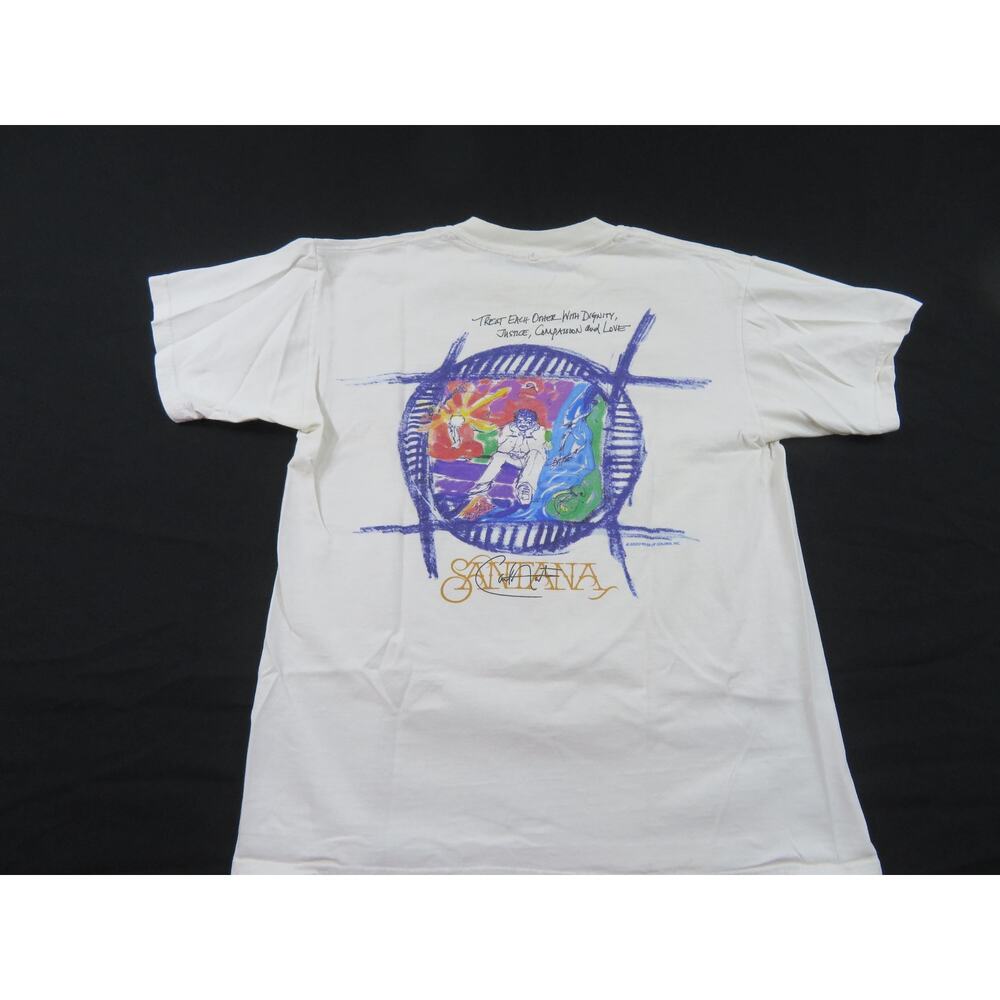 Santana Hard Rock Cafe All Is One T-Shirt Double-Sided White Sz M 1990s